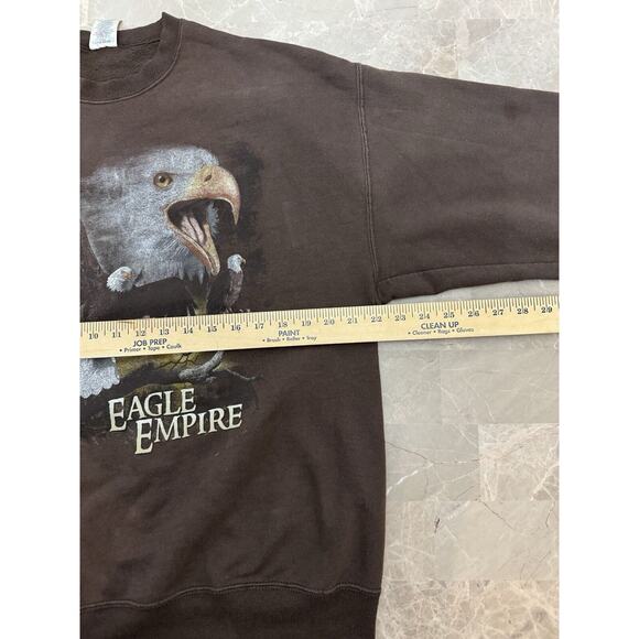 Vintage 90s Eagle Empire Graphic Sweatshirt Brown Art Nature Animal Earth L - Picture 5 of 6